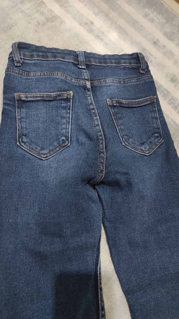 Yırtık Detaylı Kadın Mavi Slim Fit Jean - Görsel 3