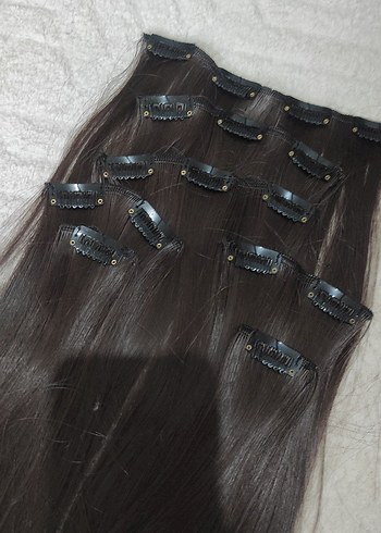 Koyu Kahverengi çıt çıtlı düz saç peruk - Görsel 4