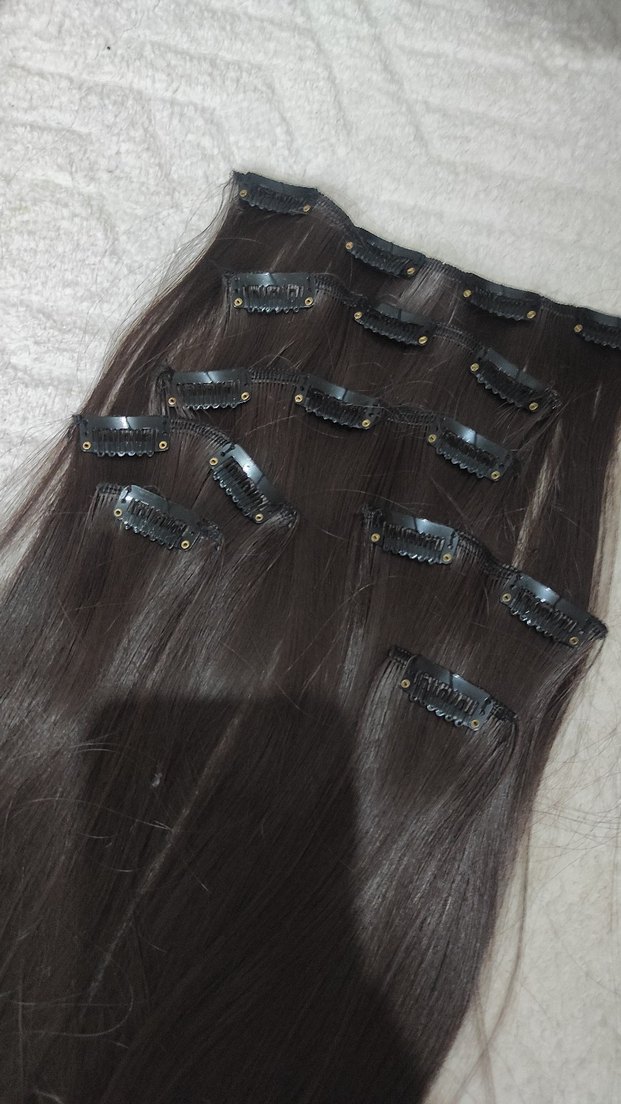 Koyu Kahverengi çıt çıtlı düz saç peruk - Görsel 4