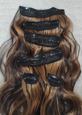 Kahverengi 2 renk Dalgalı çıt çıtlı saç peruk - Görsel 4