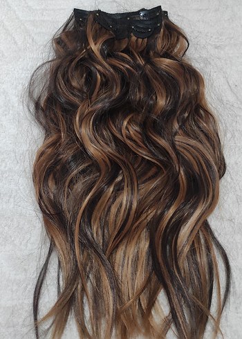 Kahverengi 2 renk Dalgalı çıt çıtlı saç peruk - Görsel 3