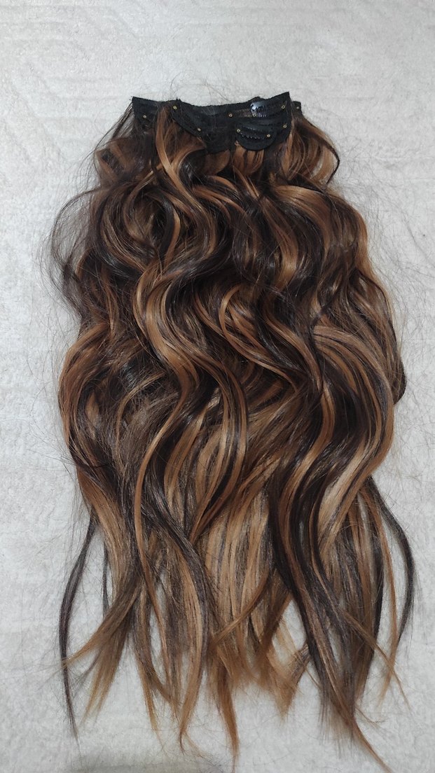 Kahverengi 2 renk Dalgalı çıt çıtlı saç peruk - Görsel 3