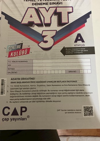  Beden Çap yayınları TYT ayt Genel deneme