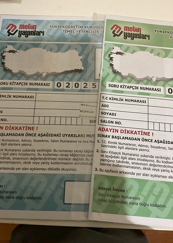 Metin yayınları TYT AYT genel deneme