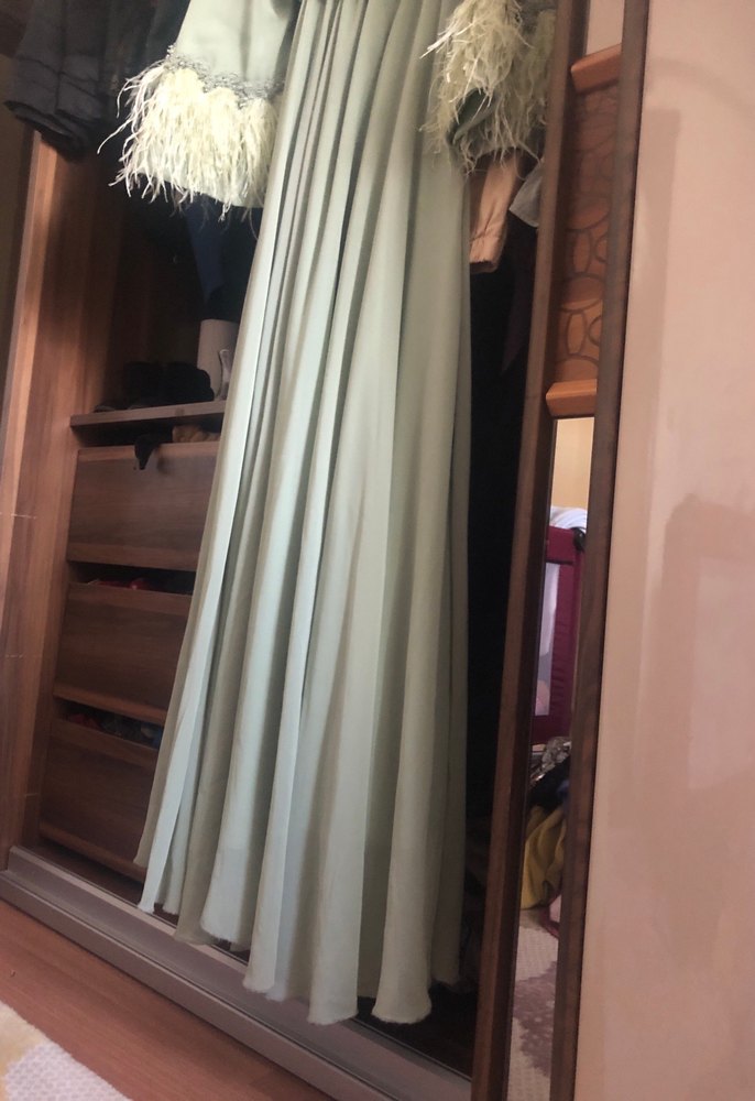 Uzun Kollu Tüylü Abiye Elbise - Görsel 3