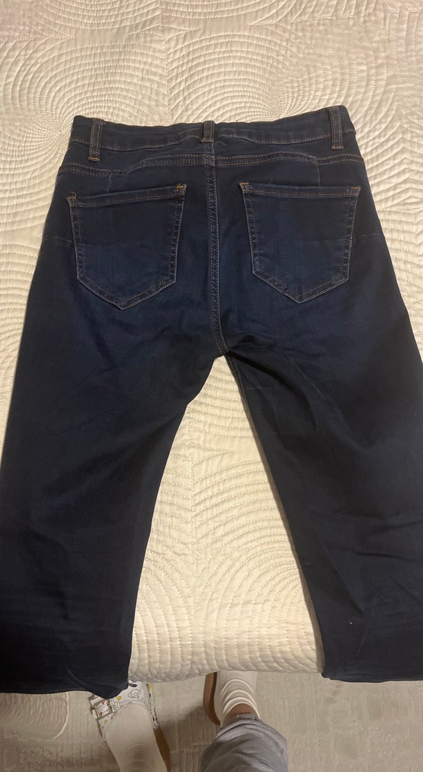 Kadın Lacivert Kemerli Regular Fit Kot Pantolon - Görsel 3