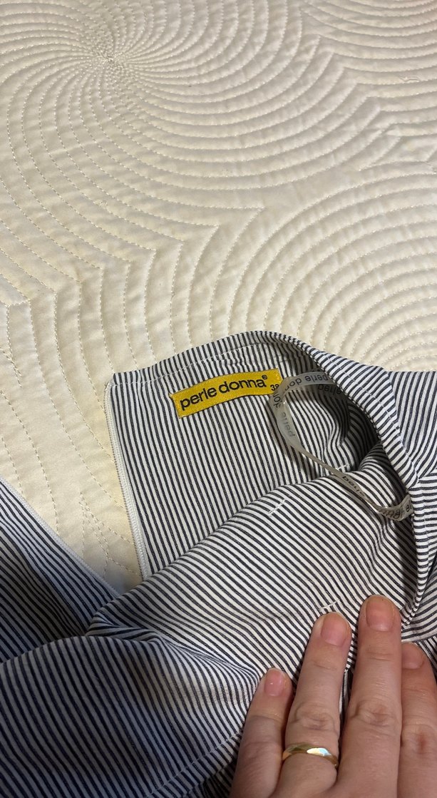 Gri Mini çizgili şort etek - Görsel 4