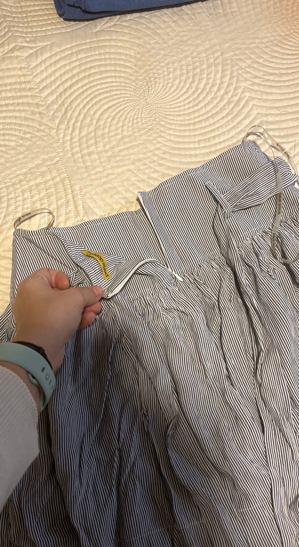 Gri Mini çizgili şort etek - Görsel 3