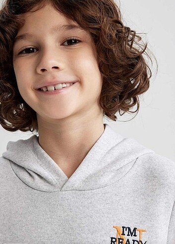 Defacto Defacto erkek çocuk içi şardonlu kapşonlu sweatshirt