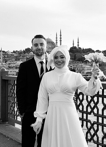 Diğer Zarif tesettür beyaz nikah elbisesi