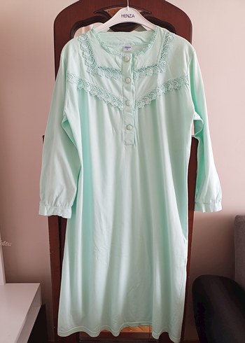 Nakışlı Dantel Detaylı Uzun Kollu Vintage Gecelik - Görsel 3