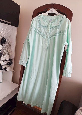 Nakışlı Dantel Detaylı Uzun Kollu Vintage Gecelik - Görsel 4