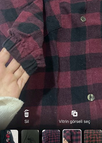 Bordo Siyah Kareli Uzun Kollu Kadın Gömlek - Görsel 2