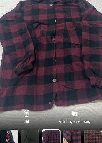 Bordo Siyah Kareli Uzun Kollu Kadın Gömlek - Görsel 3