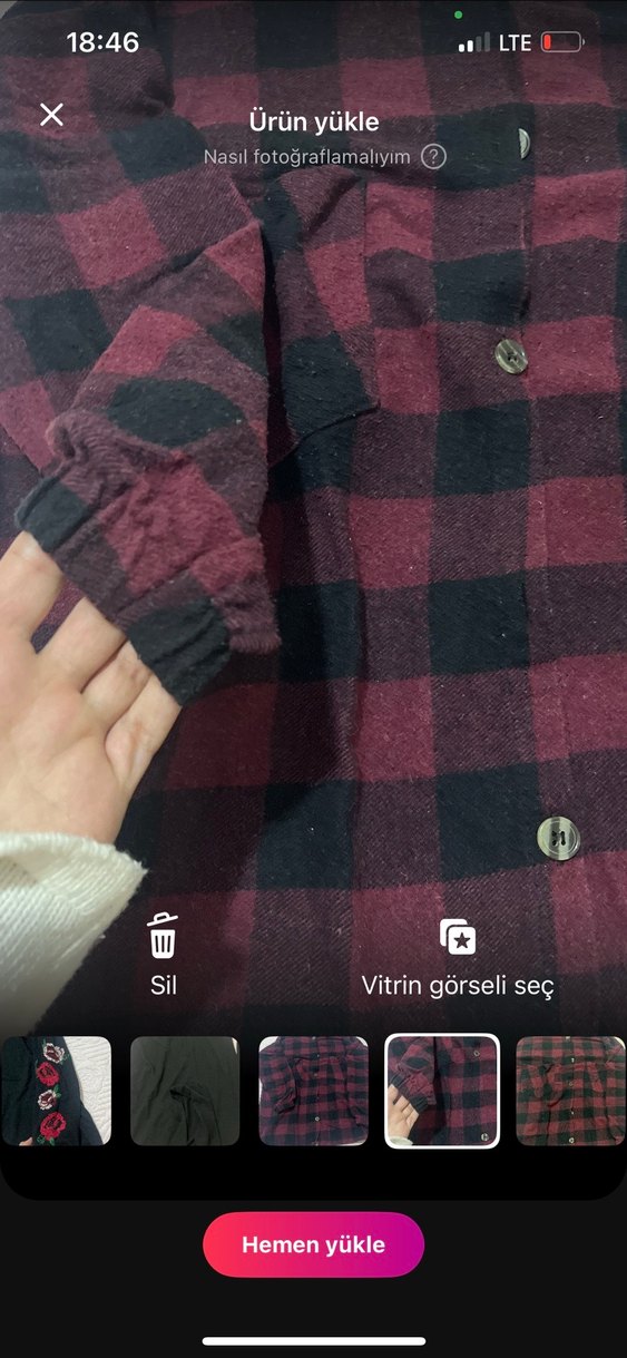 Bordo Siyah Kareli Uzun Kollu Kadın Gömlek - Görsel 2