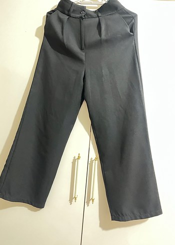 Siyah Midi Kumaş Kadın Pantolon - Görsel 2