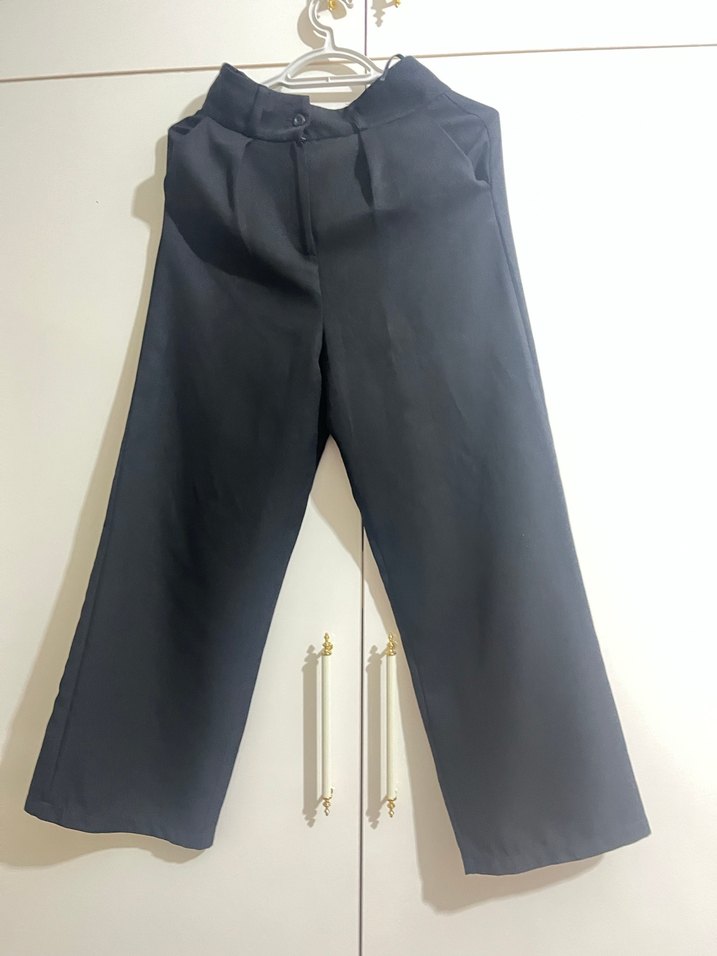 Siyah Midi Kumaş Kadın Pantolon - Görsel 3