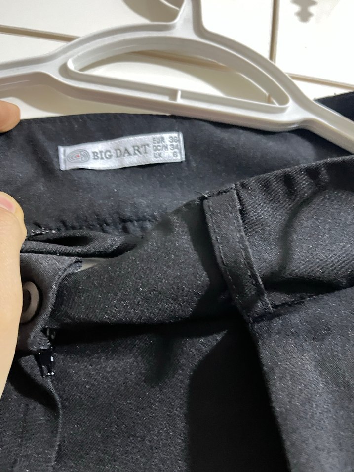 Siyah Midi Kumaş Kadın Pantolon - Görsel 4