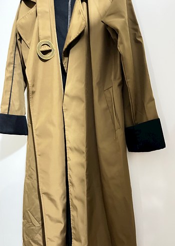 Kadın Bej Kemerli Uzun Trençkot - Görsel 5
