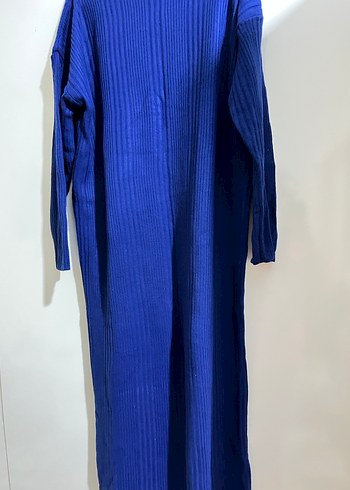 Kadın Mavi Pilili Boğazlı triko elbise - Görsel 4