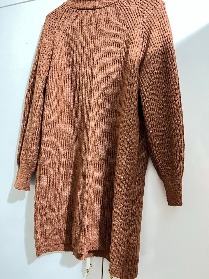 Kahverengi Boğazlı Triko Kadın kazak - Görsel 2