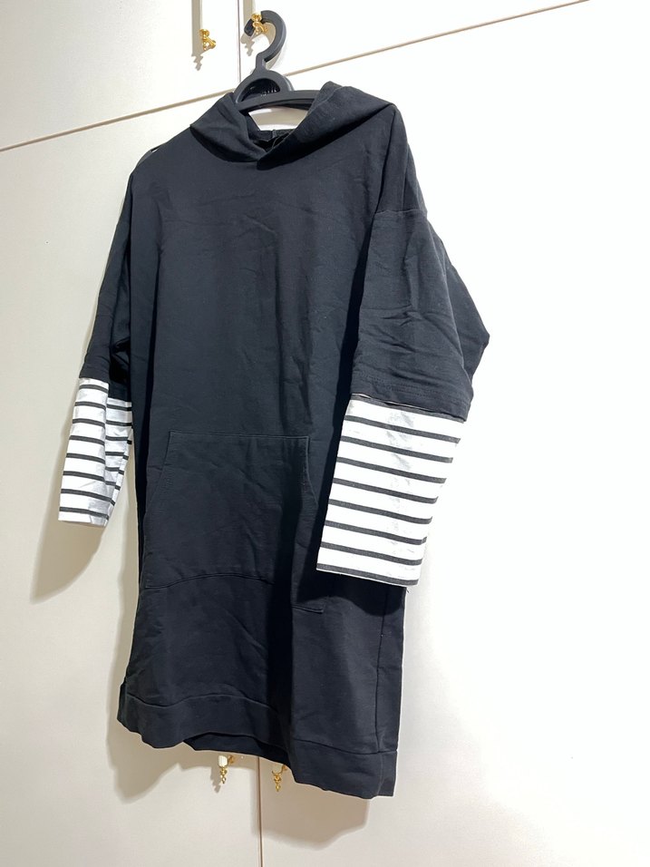 Siyah Kapüşonlu sweatshirt - Görsel 3