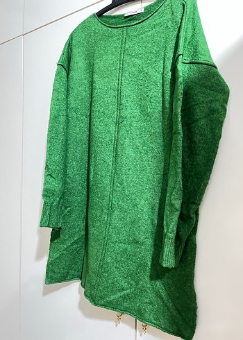 Yeşil Triko Kadın Uzun Sweatshirt - Görsel 2