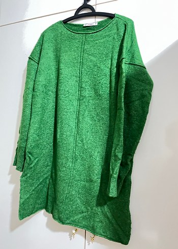 Yeşil Triko Kadın Uzun Sweatshirt - Görsel 3