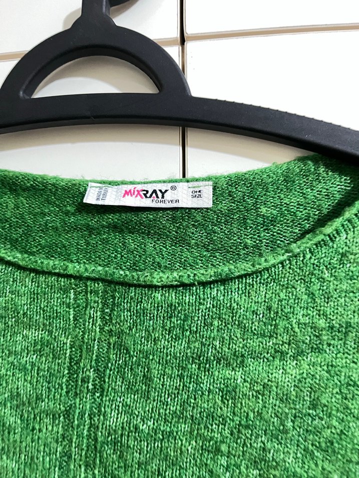 Yeşil Triko Kadın Uzun Sweatshirt - Görsel 4