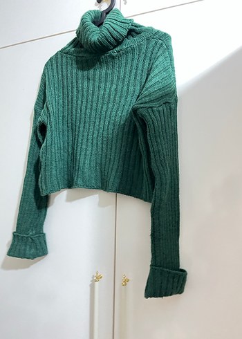 Yeşil Balıkçı Yaka Triko Kadın Kazak - Görsel 6