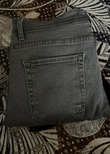 Gri Düğmeli Rahat Kesim erkek Kot Pantolon - Görsel 3