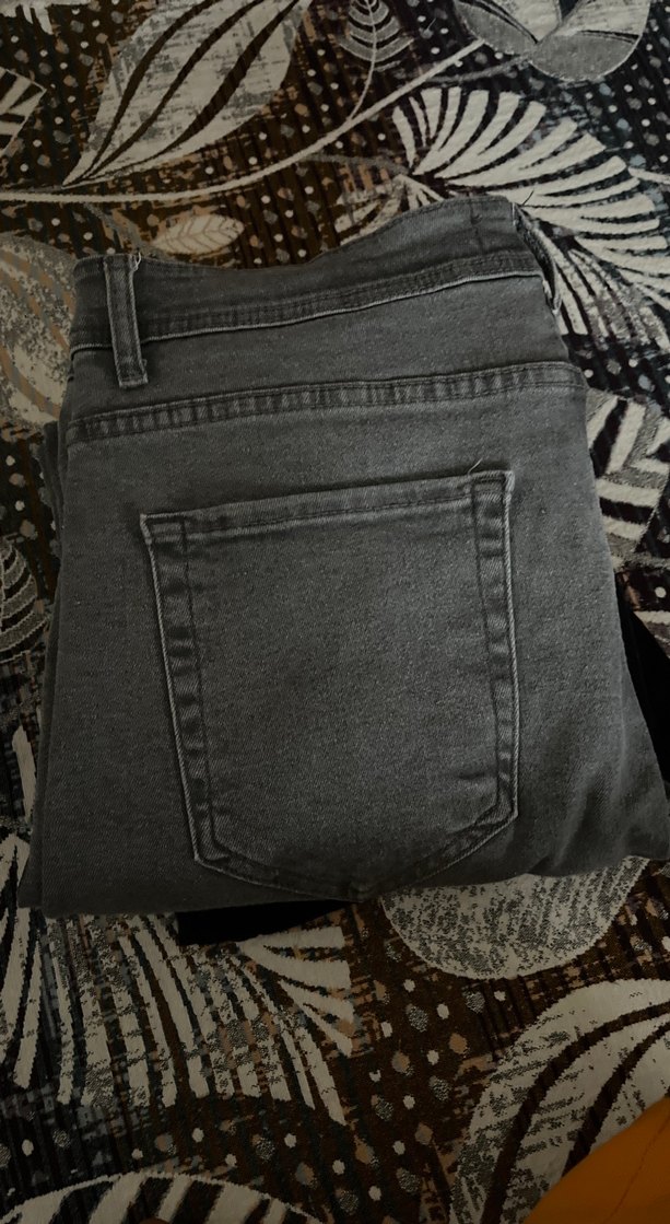 Gri Düğmeli Rahat Kesim erkek Kot Pantolon - Görsel 3