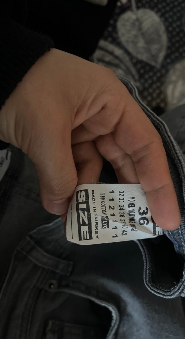 Gri Düğmeli Rahat Kesim erkek Kot Pantolon - Görsel 2