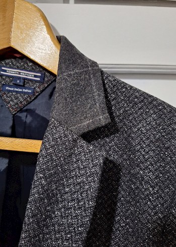 m Beden gri Renk Tommy Hilfiger Gri lacivert kırçıllı Klasik Kesim Yün Ceket