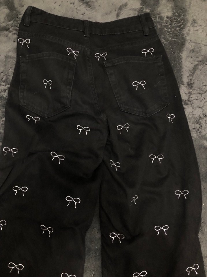 taşlı fiyonklu kadın pantalon - Görsel 4