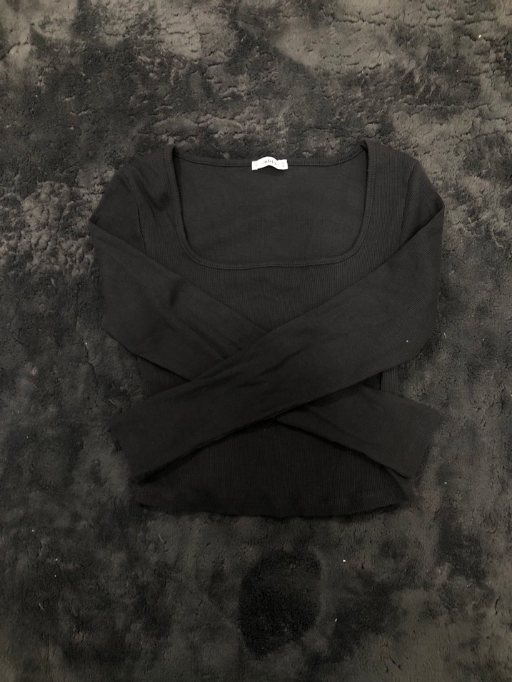 Antrasit renk kare yakalı uzun kollu addax bluz sıfırdır - Görsel 2