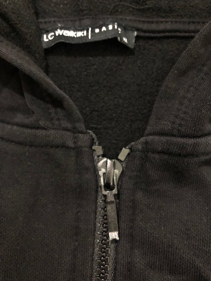 Kadın Kapüşonlu siyah hırka - Görsel 4