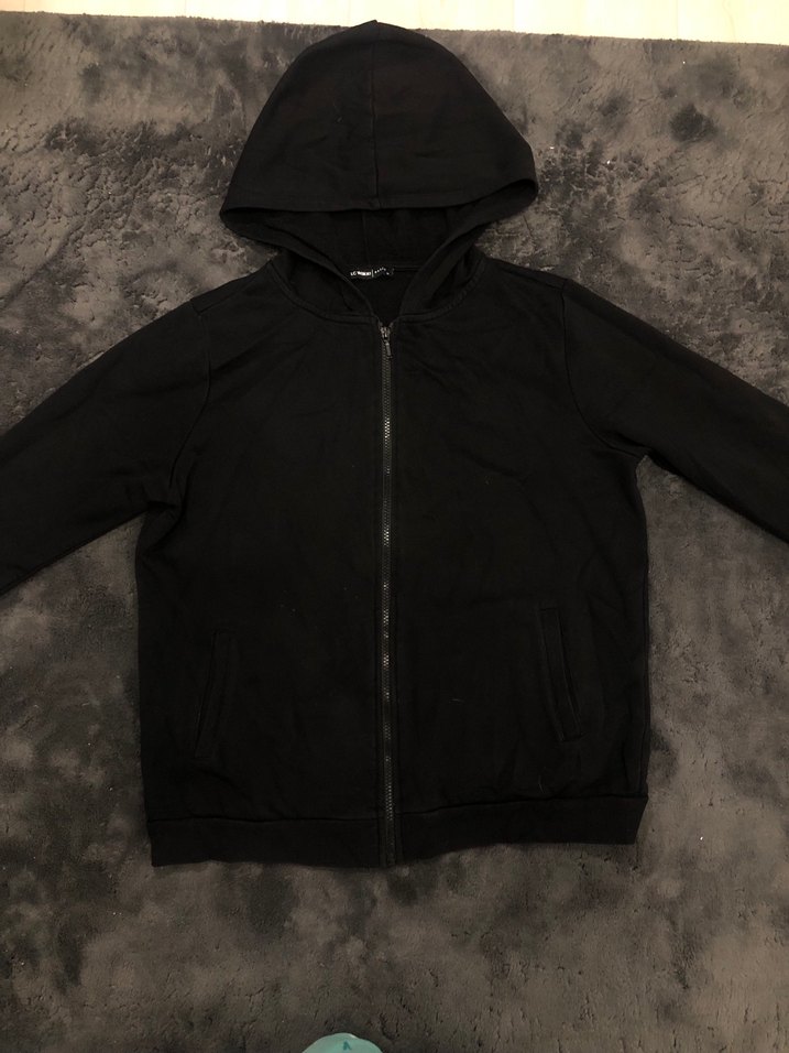 Kadın Kapüşonlu siyah hırka - Görsel 2