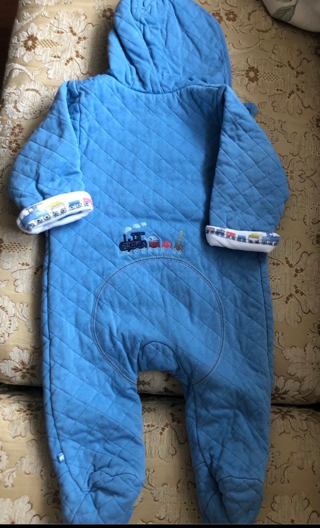 Mavi Kapüşonlu Bebek Tulum - Görsel 2