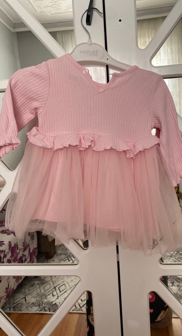 Pembe Uzun Kollu Kız Çocuk Elbise - Görsel 2