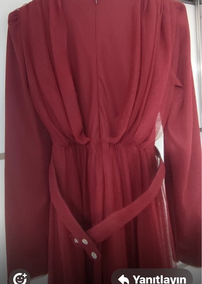 Bordo abiye elbise - Görsel 2