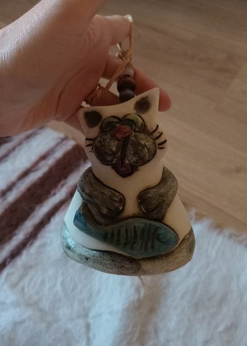 Gri Beyaz Kedi Figürlü Süs