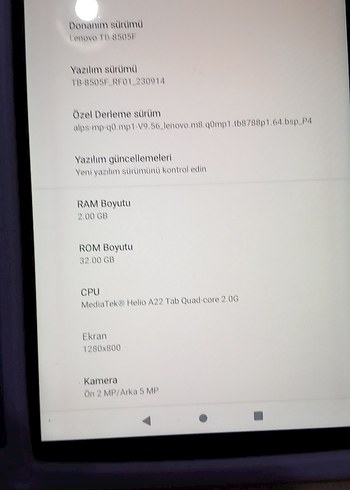 Lenovo Siyah Tablet 8