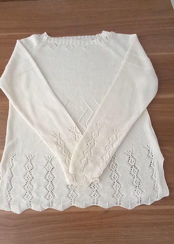Kadın Beyaz Triko Uzun Kollu Bluz - Görsel 7