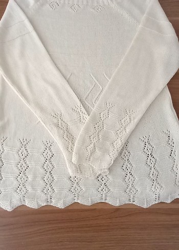 Kadın Beyaz Triko Uzun Kollu Bluz - Görsel 8