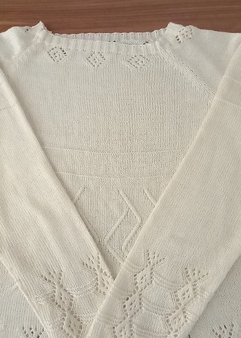 Kadın Beyaz Triko Uzun Kollu Bluz - Görsel 9