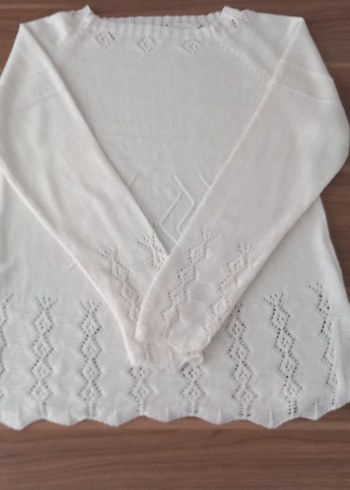 Kadın Beyaz Triko Uzun Kollu Bluz - Görsel 5