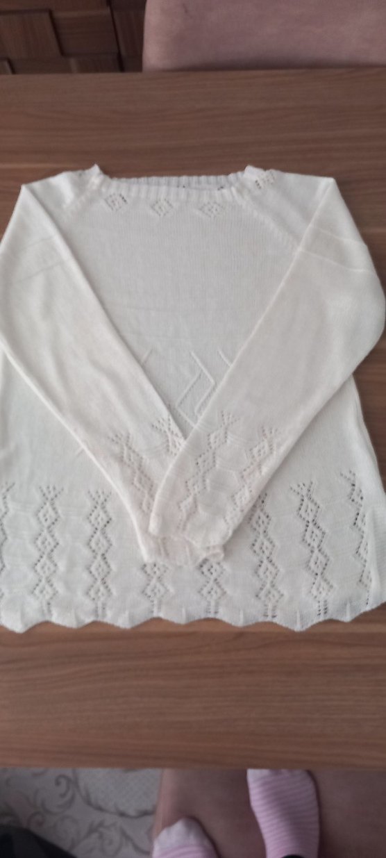 Kadın Beyaz Triko Uzun Kollu Bluz - Görsel 5