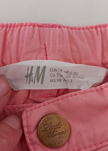 Kız Çocuk Düğmeli Pembe Pamuk Şort - Görsel 2