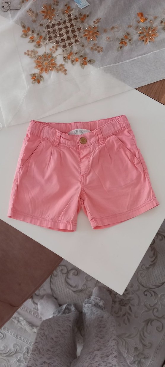 Kız Çocuk Düğmeli Pembe Pamuk Şort - Görsel 3